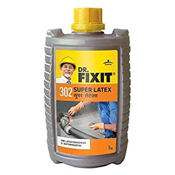 DR. FIXIT 302 SBR Latex Super Latex SBR Latex For Waterproofing & Repairs for Roofs, Terraces,Bathrooms, Toilets - 1Kg, (Grey) (1Pc), Bonds strongly to concrete, masonry, stone work, plasters