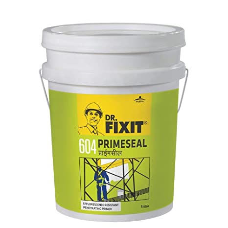 DR. FIXIT 604 Primeseal External Wall Waterproofing Coat, White Matte Finish 1L, Primer for external surfaces, Wall coating for external surfaces