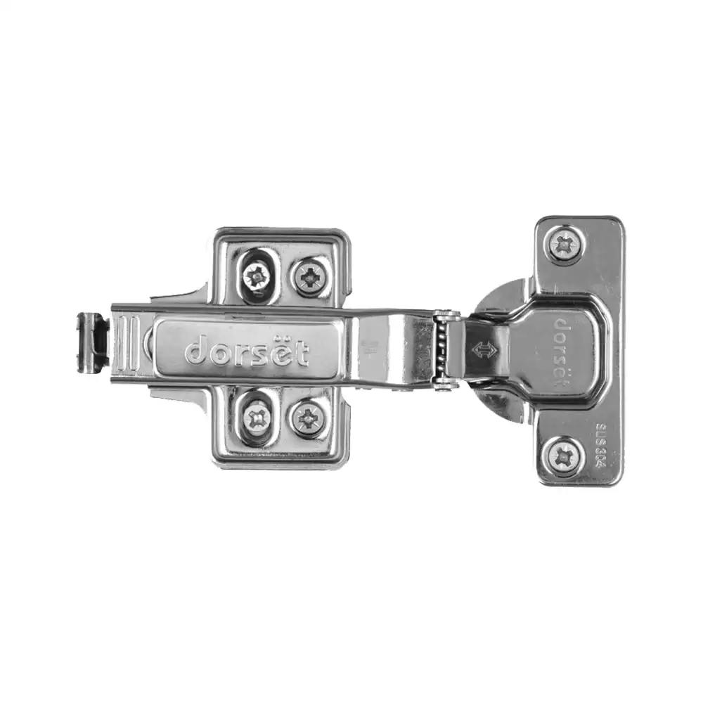 Dorset IGSCSS0C Full Overlay Clip On Concealed Hinge with Mounting Plate 0 Crank - Silver Satin Finis