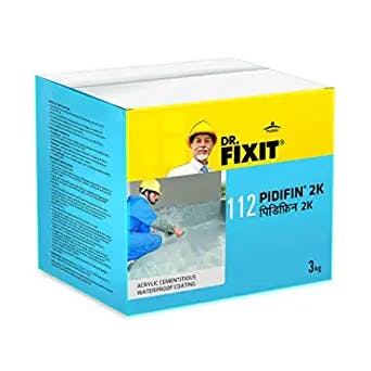 Dr. Fixit 112 Pidifin 2K 2-Parts Flexible Acrylic Cementitous Waterproofing for Bathroom, Roofs, Basement Wall, Suitable for Concrete and Masonry