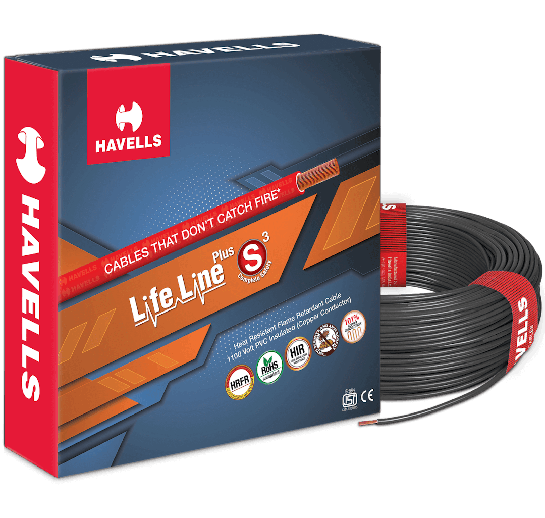 Havells LIFE LINE PLUS S3 HRFR CABLES (BLACK) 4.0 Sqmm.