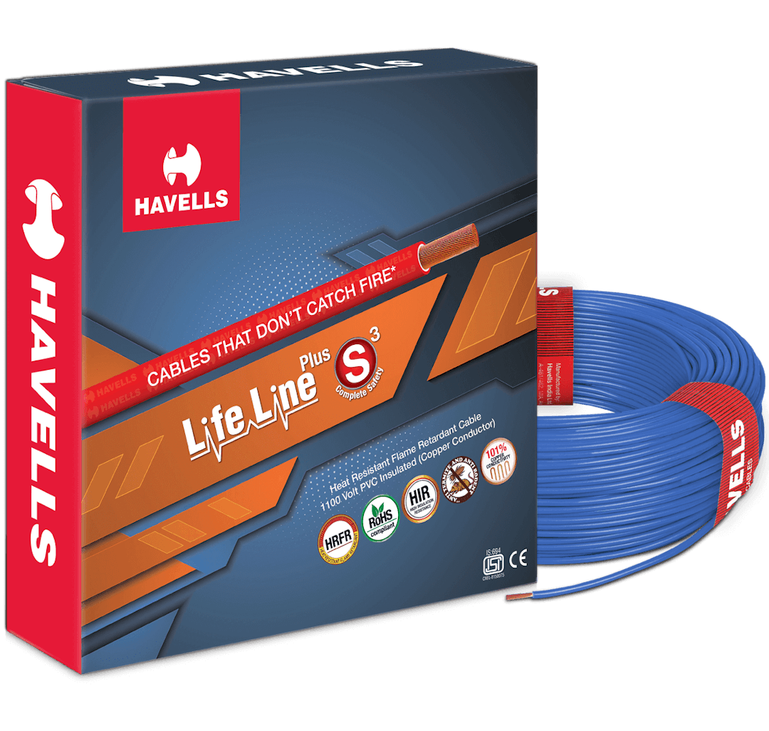 Havells LIFE LINE PLUS S3 HRFR CABLES (BLUE) 1.0 sqmm.