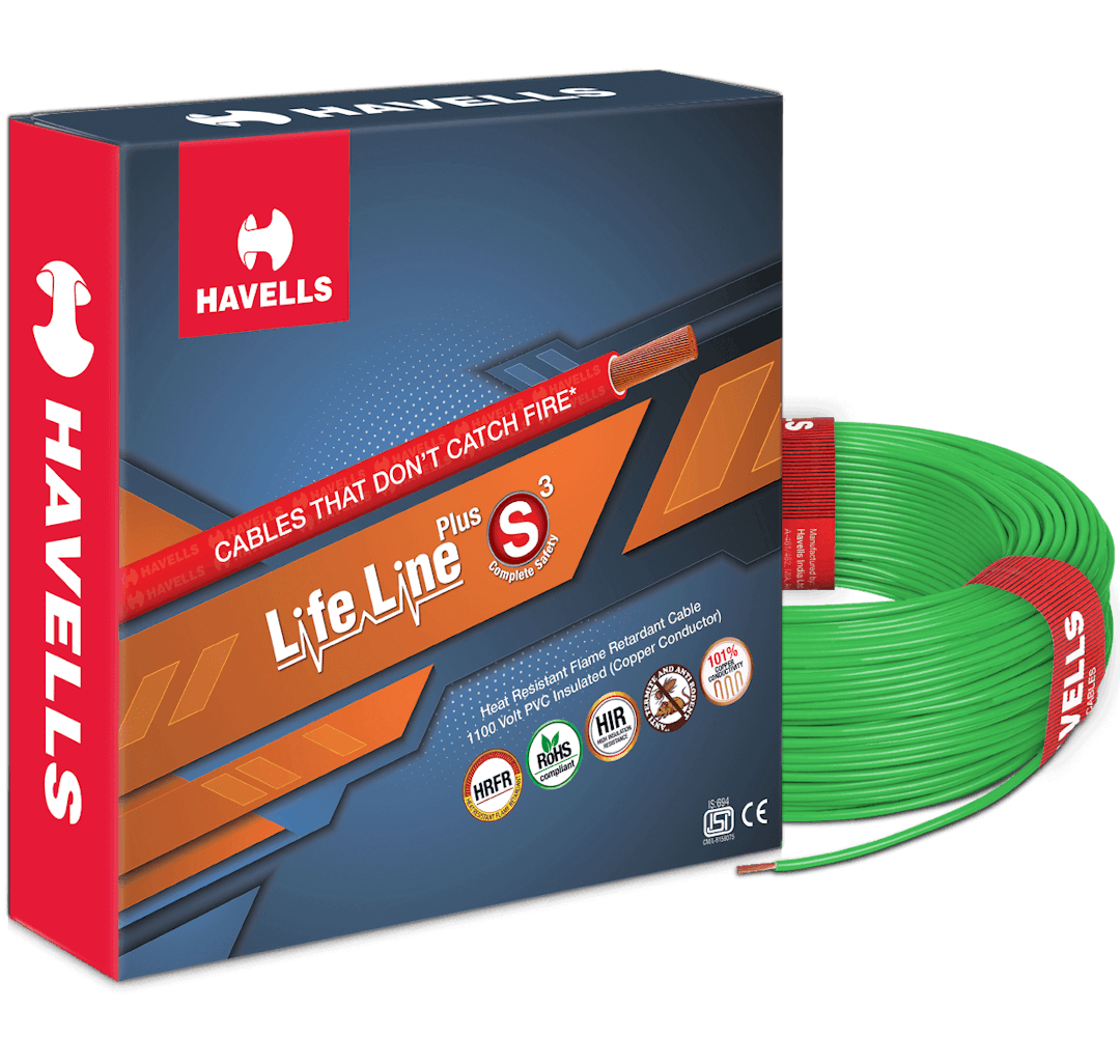 Havells LIFE LINE PLUS S3 HRFR CABLES (GREEN) 0.75 sqmm.