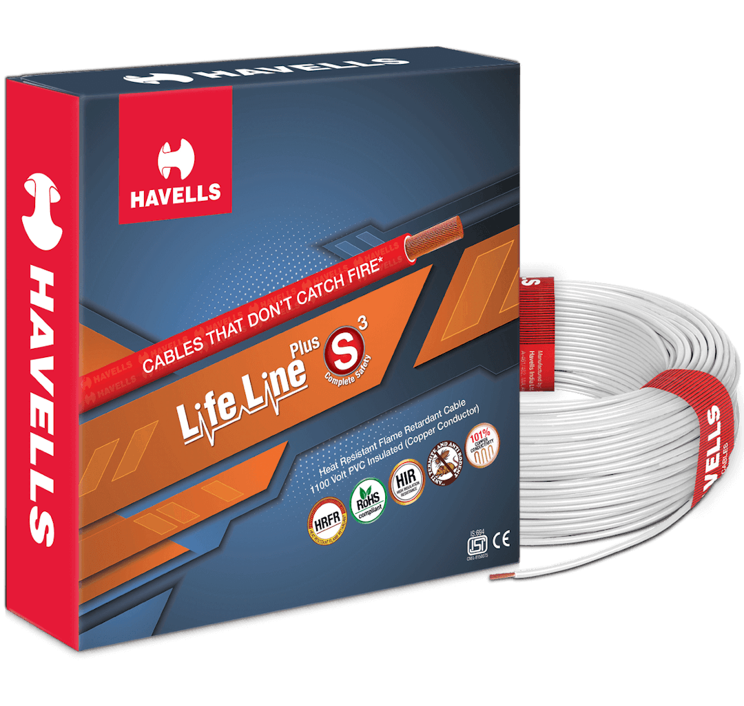 Havells LIFE LINE PLUS S3 HRFR CABLES (WHITE) 0.75 sqmm.