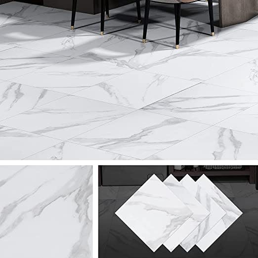 Livelynine Grey And White Peel And Stick Floor Tile Marble Vinyl