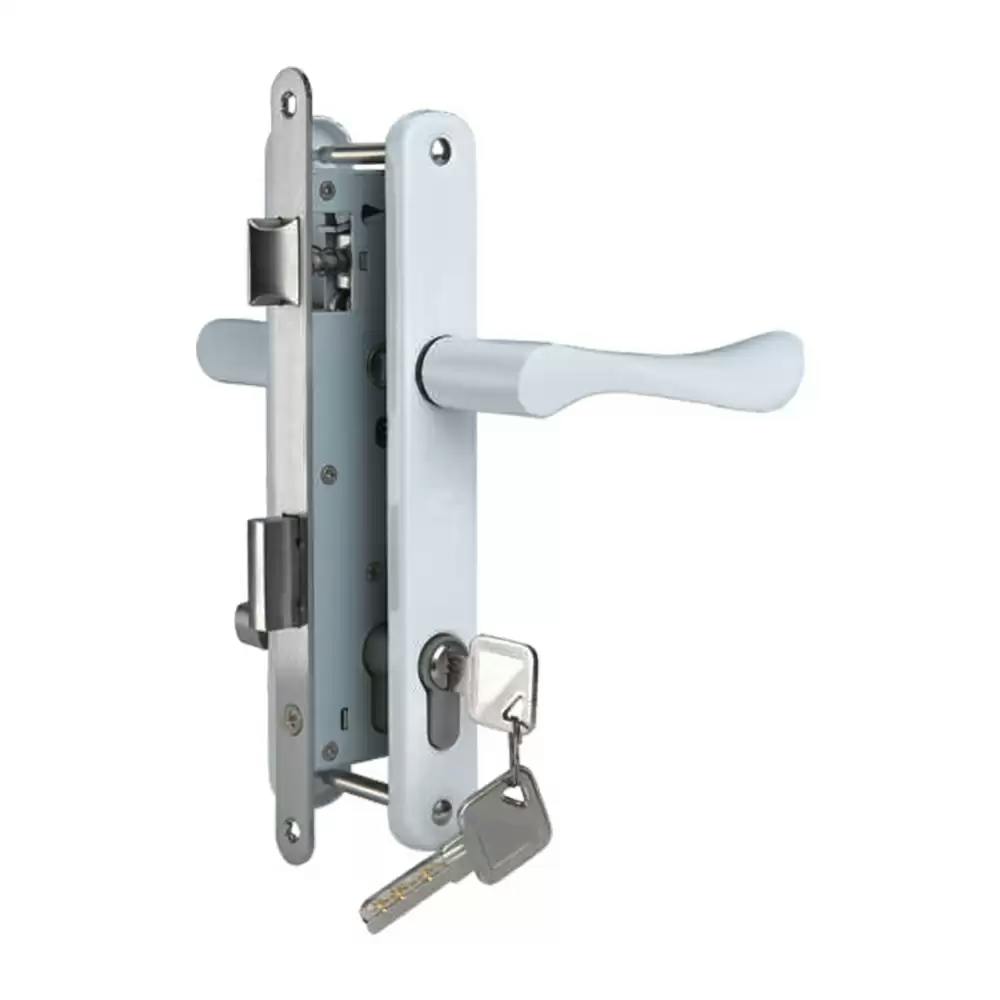 Pego uPVC Single Point Mortise Door Handle & 80 mm Cylinder (85 x 25) White