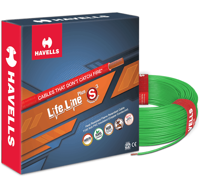 Havells LIFE LINE PLUS S3 HRFR CABLES (GREEN) 0.5 sqmm.