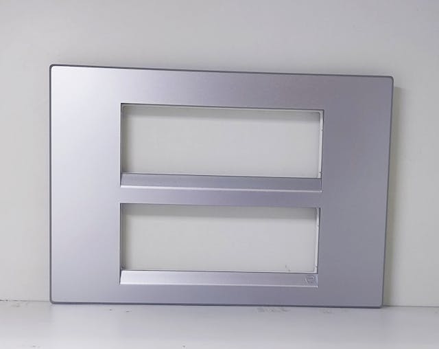 L&T Englaze Moonlight Silver 12 Module PVC Cover Plate with Grid Frame