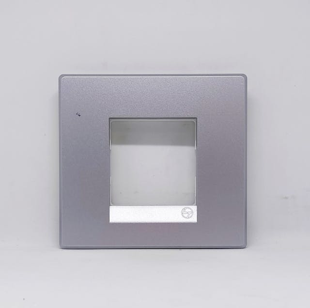 L&T Englaze Moonlight Silver 2 Module PVC Cover Plate with Grid Frame