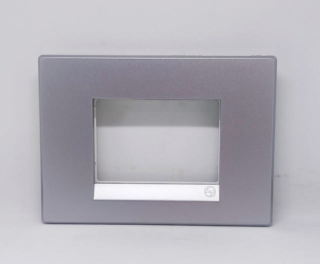 L&T Englaze Moonlight Silver 3 Module PVC Cover Plate with Grid Frame