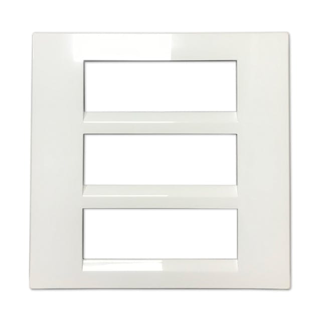L&T Englaze Snow White 18module PVC Cover Plate with Grid Frame