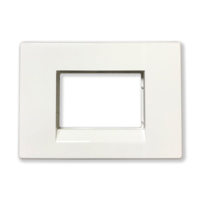 L&T Englaze Snow White 3module PVC Cover Plate with Grid Frame