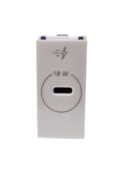 L&T Englaze Snow White USB Quick Charger 18W 1module