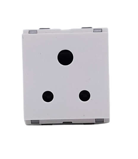 L&T Entice White Socket 6Amp 3 Pin Round Type 2Module with ISI