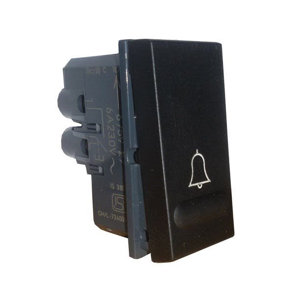 Legrand Mosiac 675927 6A Black Bell Push Switch