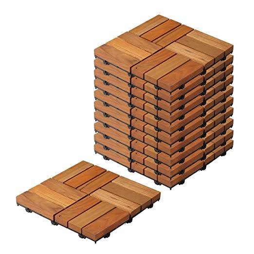 Sharpex TEAK Wood Deck Tiles, Flooring Wooden Water Resistant Flooring Tiles