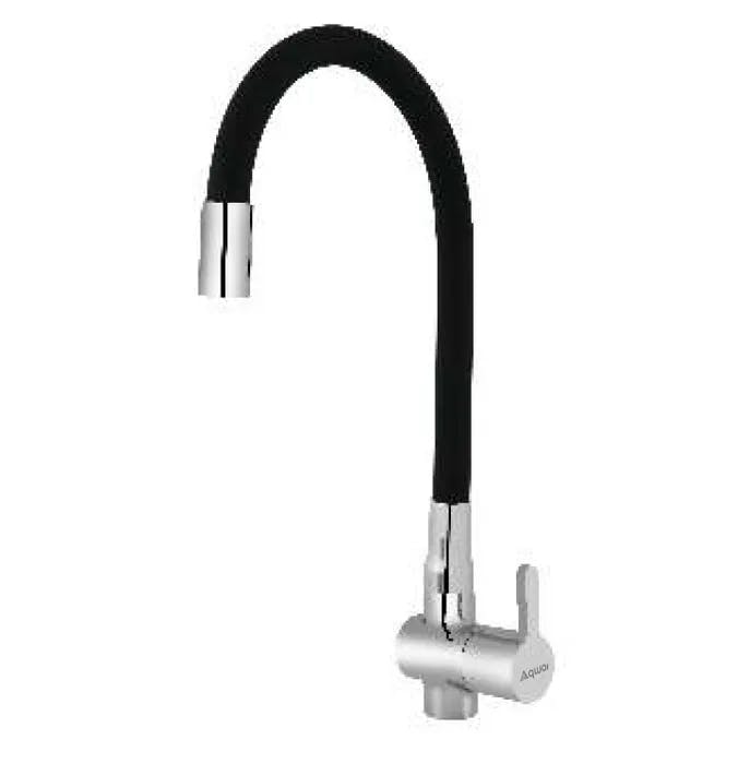 Sink Cock With Flexible Swinging Spout With Flange (WM), Chrome Finish With Brass Material, TW-BW-11-029