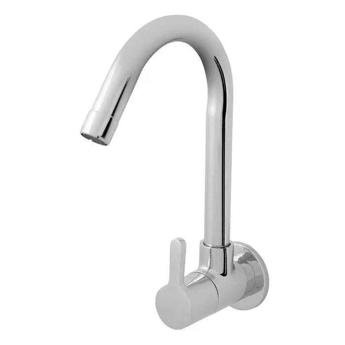 Sink Cock With Regular Swinging Spout With Flange (WM), Chrome Finish With Brass Material, TW-BW-11-026